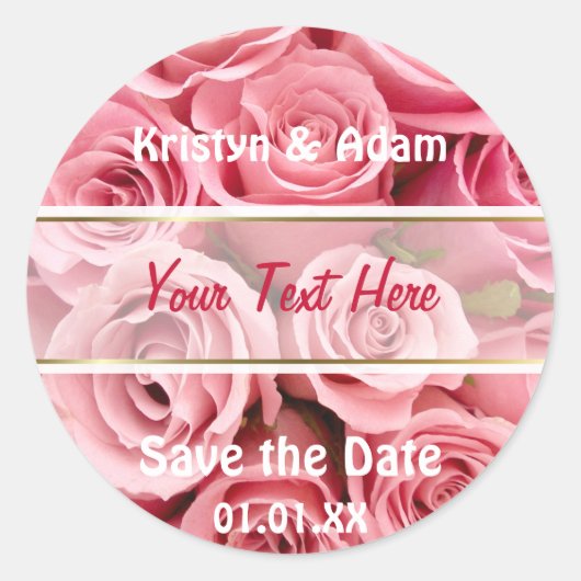 Roze Rose Elegance Ronde Sticker (Voorkant)
