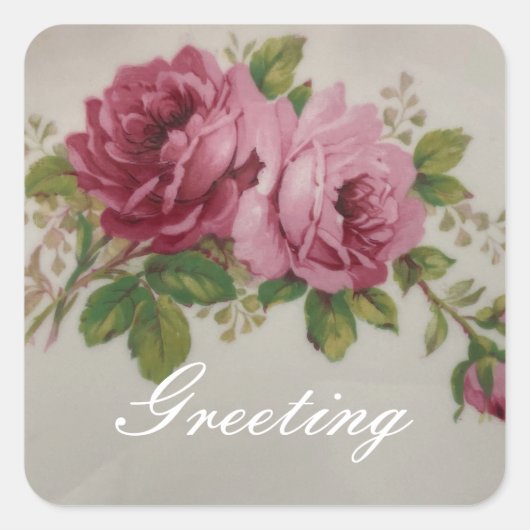 Roze Rose Elegance Vierkante Sticker (Voorkant)