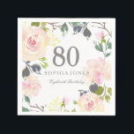 Roze Rose Elegant 80th Birthday Party Servetten<br><div class="desc">Roze Rose Elegant 80th Birthday Party Napkins Bekijk onze winkel voor passende uitnodiging,  Envelope en luiers Ook overeenkomend met koffiejuwelen</div>