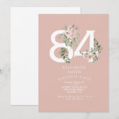 Roze Rose Elegant 84e Blush Verjaardagsfeestje Kaart (Voorkant / Achterkant)