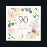 Roze Rose Elegant 90th Birthday Party Servetten<br><div class="desc">Roze Rose Elegant 90th Birthday Party Napkins Bekijk onze winkel voor passende uitnodiging,  Envelope en luiers Ook overeenkomende koffiemugs</div>