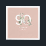 Roze Rose Elegant 90th Blush Birthday Party Servet<br><div class="desc">Roze Rose Elegant 90th Blush Birthday Party Cocktail napkins.</div>