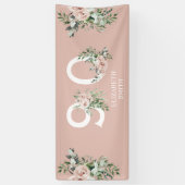 Roze Rose Elegant 90th Blush Birthday Party Spandoek (Verticaal)