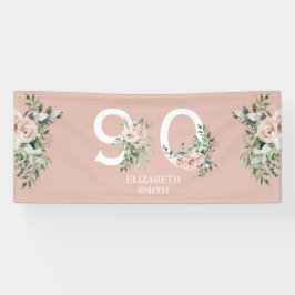 Roze Rose Elegant 90th Blush Birthday Party Spandoek