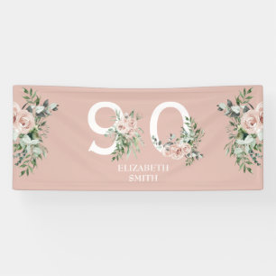 Roze Rose Elegant 90th Blush Birthday Party Spandoek