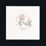 Roze Rose Elegant 90th White Birthday Party Servet<br><div class="desc">Roze Rose Elegant 90th White Birthday Party Cocktail napkins.</div>