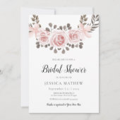 Roze Rose Elegant Bruids Douche Uitnodiging (Voorkant)