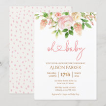 Roze Rose Elegant Floral Girl Baby shower