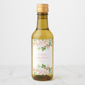 Roze Rose Elegant Floral Girl Baby shower Mini Wijn Etiket (Voorkant)