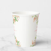 Roze Rose Elegant Floral Girl Baby shower Papieren Bekers (Rechts)