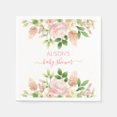Roze Rose Elegant Floral Girl Baby shower Servet (Voorkant)