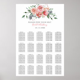 Roze Rose Elegant waterverf bruiloft Zitkaart Poster