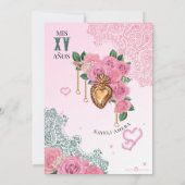 Roze Rose Emerald Groene Chola Lowrider Quinceaner Kaart (Achterkant)