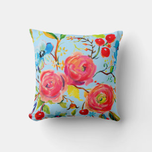 Roze Rose en Cherry Blue Sky Kussen