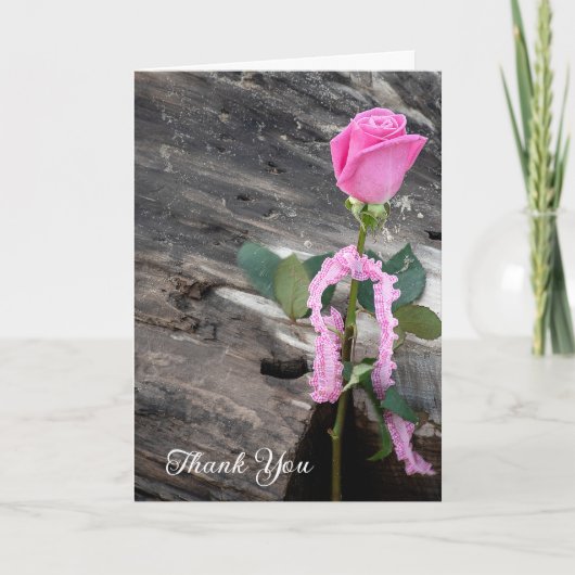 Roze Rose en Driftwood Dank je wel Kaart (Voorkant)