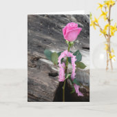 Roze Rose en Driftwood Dank je wel Kaart (Gele Bloem)