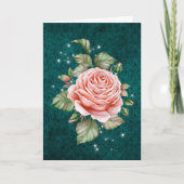  Roze Rose en Elegant Blauwgroen denken van jou Kaart (Voorkant)