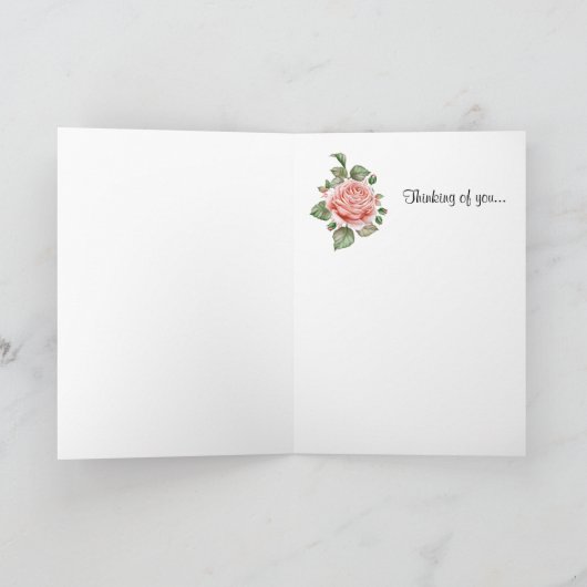  Roze Rose en Elegant Blauwgroen denken van jou Kaart (Binnen)