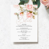 Roze Rose en Greenery Wedding Details Enclosure Informatiekaartje