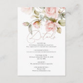 Roze Rose en Greenery Wedding Details Enclosure Informatiekaartje (Voorkant)