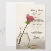 Roze Rose en het Witte Pearls Wedding Menu (Voorkant / Achterkant)