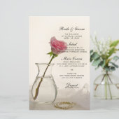 Roze Rose en het Witte Pearls Wedding Menu (Staand voorkant)