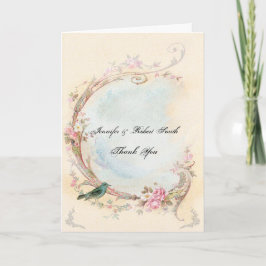  Roze Rose en Robin Bruiloft Dank U Bedankkaart