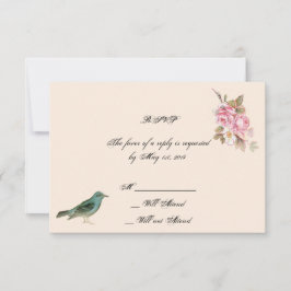  Roze Rose en Robin Bruiloft Reactie Kaart