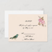  Roze Rose en Robin Bruiloft Reactie Kaart (Voorkant / Achterkant)