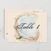  Roze Rose en Robin Trouwtafel Nummer Briefkaart (Voorkant / Achterkant)