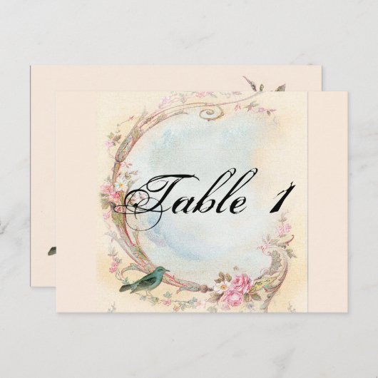  Roze Rose en Robin Trouwtafel Nummer Briefkaart (Voorkant / Achterkant)