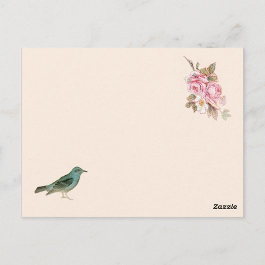 Roze Rose en Robin Trouwtafel Nummer Briefkaart (Achterkant)