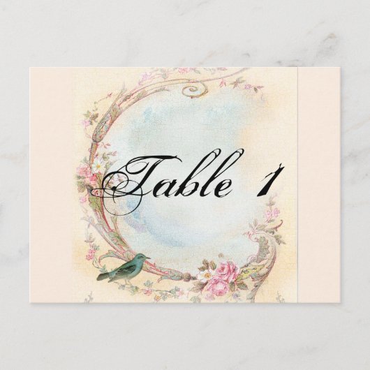  Roze Rose en Robin Trouwtafel Nummer Briefkaart (Voorkant)