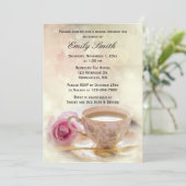 Roze Rose en Teacup | Elegant Vrijgezellenfeest Te Kaart (Staand voorkant)