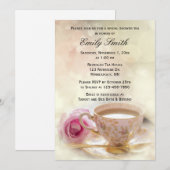 Roze Rose en Teacup | Elegant Vrijgezellenfeest Te Kaart (Voorkant / Achterkant)