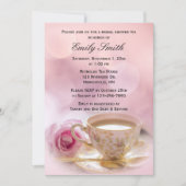 Roze Rose en Teacup | Vrijgezellenfeest Tea Kaart (Voorkant)