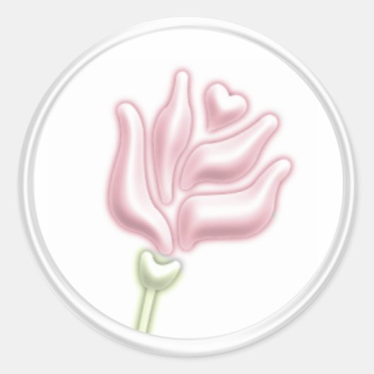 Roze Rose Envelope Seal Ronde Sticker (Voorkant)
