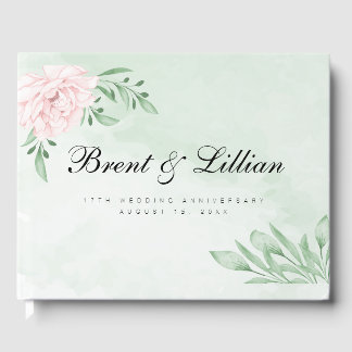 Roze Rose Eucalyptus 25ste bruiloft Jubileum Gastenboek