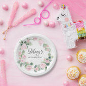 Roze Rose Eucalyptus 90th Birthday Papieren Bordje (Feest)