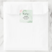 Roze Rose Eucalyptus ​baby shower Vierkante Sticker (Tas)