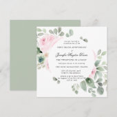 Roze Rose Eucalyptus First Death Jubileum Kaart (Voorkant / Achterkant)