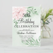 Roze Rose Eucalyptus Foliage 50e verjaardag Kaart (Staand voorkant)