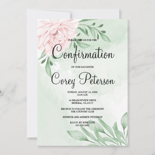 Roze Rose Eucalyptus Foliage Bevestiging Kaart (Voorkant)