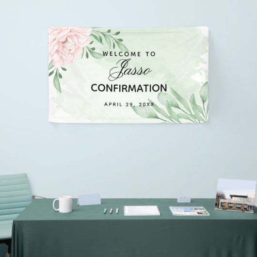 Roze Rose Eucalyptus Foliage Bevestiging Spandoek (Beurs)