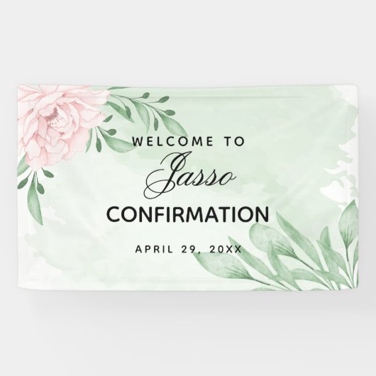 Roze Rose Eucalyptus Foliage Bevestiging Spandoek (Horizontaal)