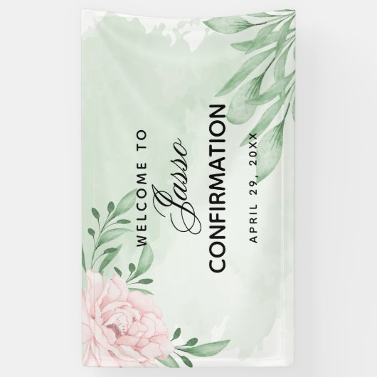 Roze Rose Eucalyptus Foliage Bevestiging Spandoek (Verticaal)