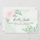 Roze Rose Eucalyptus Foliage Birth Announding Aankondiging (Voorkant)