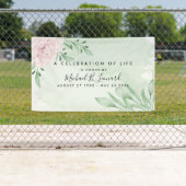 Roze Rose Eucalyptus Foliage Funeral Memorial Spandoek (Insitu)