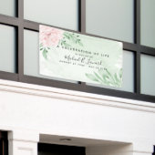 Roze Rose Eucalyptus Foliage Funeral Memorial Spandoek (Buitenkant Gebouw)