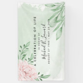 Roze Rose Eucalyptus Foliage Funeral Memorial Spandoek (Verticaal)